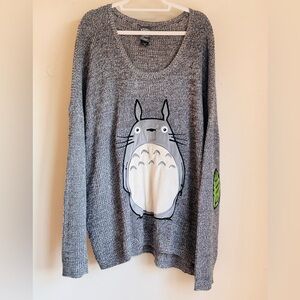 Charming Gray Sweater with Totoro Design